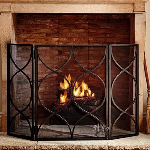 黑色架装 客厅福建省泉州市新款 饰铁艺隔断壁炉真火家用护栏防火罩