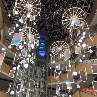 饰水滴灯球灯光大厅吊挂商业定制 商场中庭吊饰美陈天井中空吊顶装