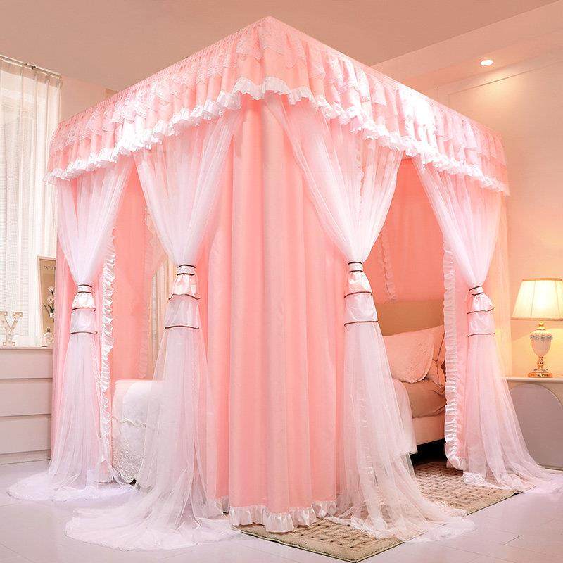 物理遮光床帘双层蚊帐一体式落地宫廷床幔卧室家用防风防尘全封闭,床上用品,蚊帐,淘宝优惠券,粉丝福利购,淘宝优惠卷