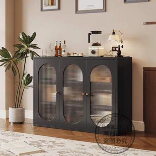 餐边柜子收纳柜中古风钢制铁皮柜家用客厅厨房茶水零食收纳柜碗橱