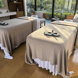 美容院用床罩侘寂风床单盖毯美容院专用疗愈SPA四件套定制logo