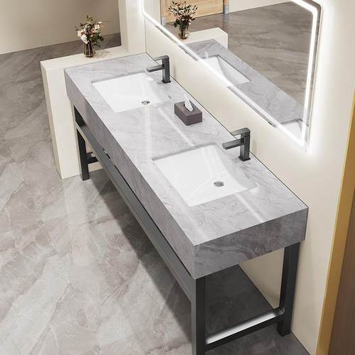 公共厕所落地式双人洗漱台卫生间洗手盆浴室面盆柜洗脸池双盆组合