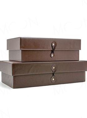 MOON慕空间样板房收纳盒衣帽间装饰品收纳箱皮质盒子道具软装摆件