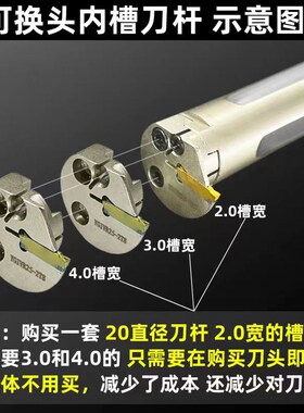 内孔槽刀杆内切槽刀可换头组合式YGIVR大切深内孔槽刀一杆多用