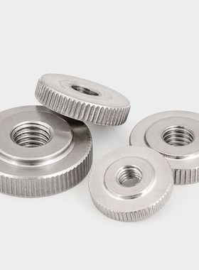 304不锈钢扁薄手拧螺母条纹滚花单层平头旋钮螺帽GB807M3M4M5M6M8