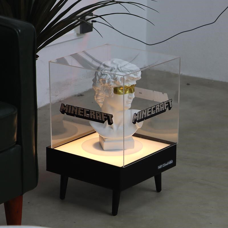 ins置物落地亚克力灯箱 可移动充电360度旋转发光透明展示柜直销