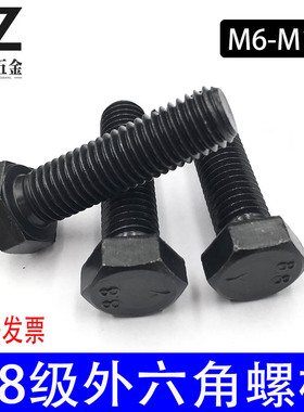 包邮8.8级外六角螺栓高强度加硬发黑六角螺丝M6M8M10M12M14