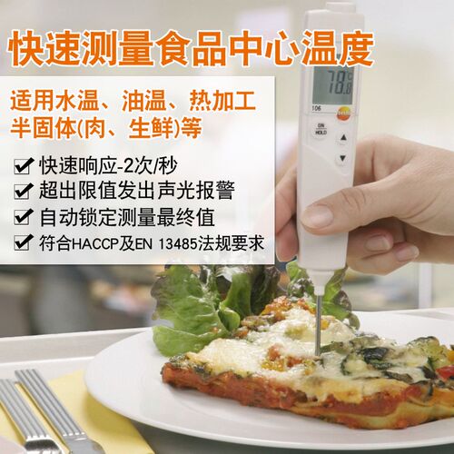 德图testo106防水手持食品温度计测温仪温度表迷你型插入式高精度