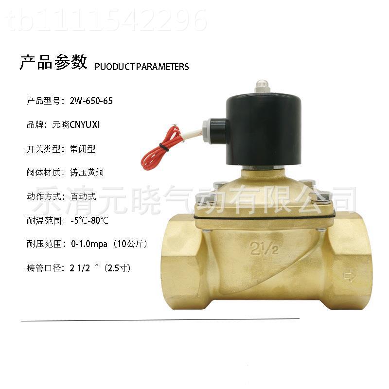 CN7709YUX I全常铜电磁阀水5管电磁控制器阀2W650-6闭水阀大口径2