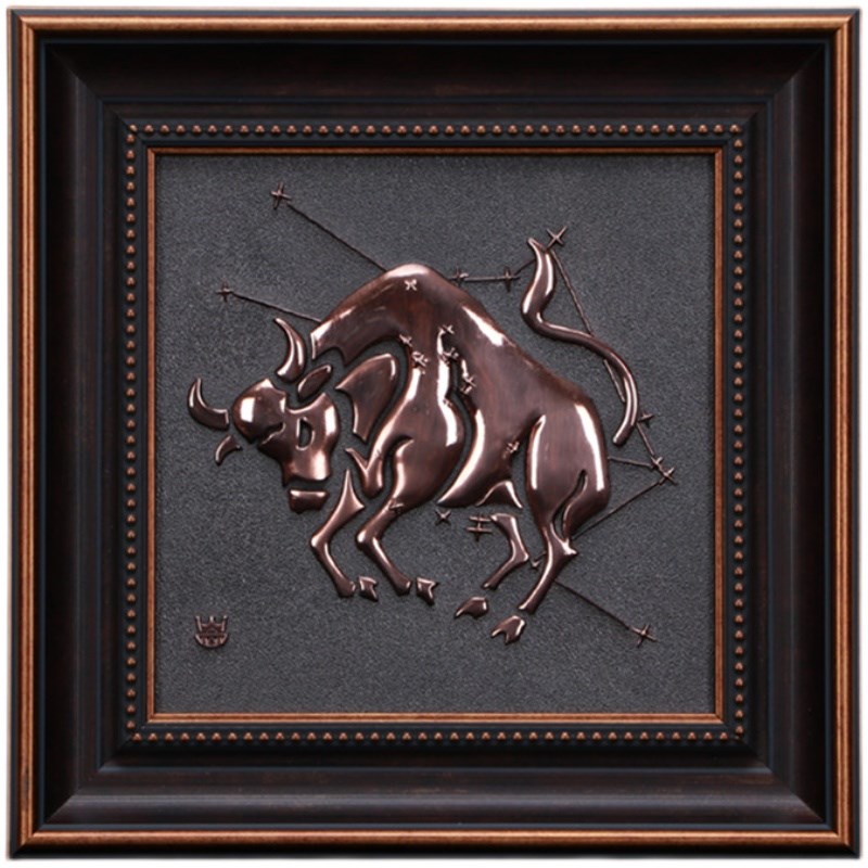 十二星座紫铜浮雕立体餐厅装饰画中式客厅挂画沙发背景墙走廊壁画