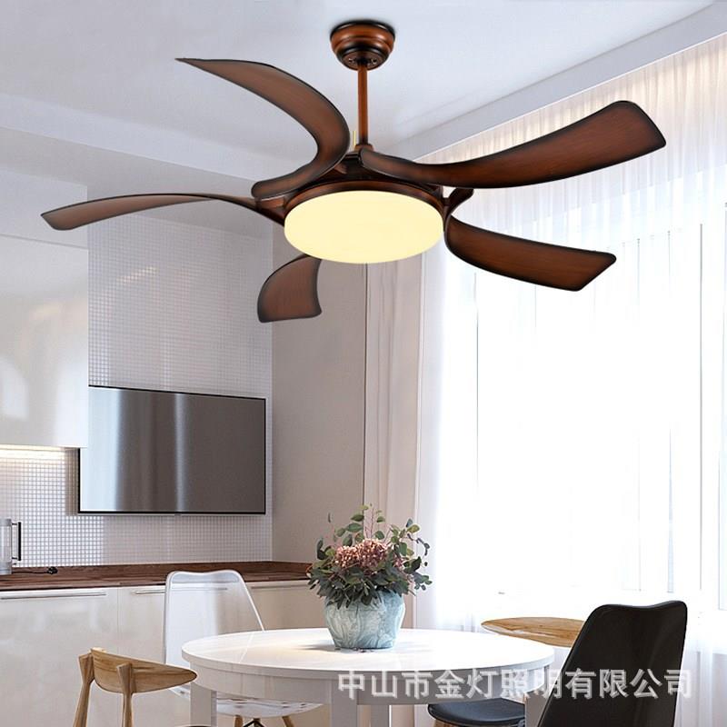风扇灯北欧复古静音吊扇灯带变频餐厅客厅卧室大风力家用一体吊灯