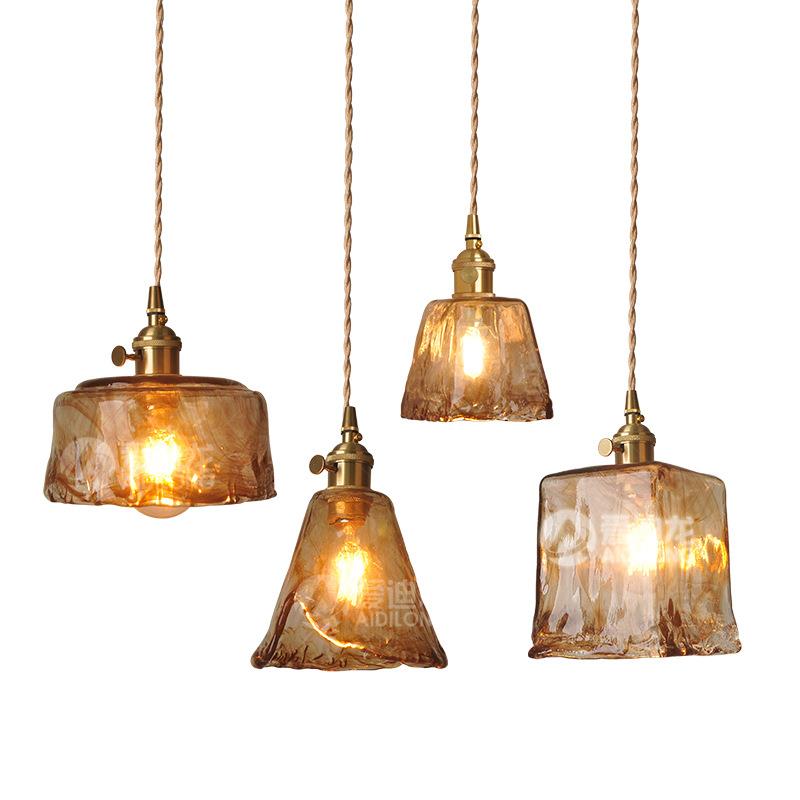 北欧复古黄铜玻璃吊灯民宿吧台餐厅床头灯创意个性咖啡厅客厅灯具