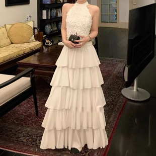 '华尔兹舞会'2026新品气质显瘦挂脖收腰露背公主多层连衣裙春夏女