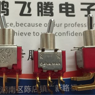 0.4VA 7201 弯脚6脚2档钮子开关 摇臂摇头开关 原装 卧式 美国C&k