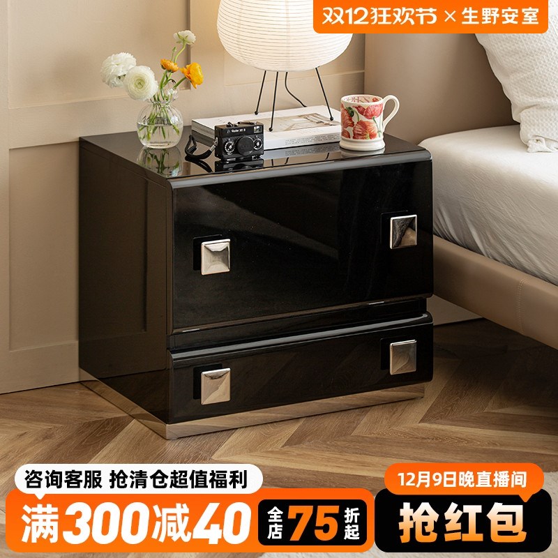 卡门柜复古方形黑色床头柜客厅电视柜现代卧室收纳组合柜模块柜