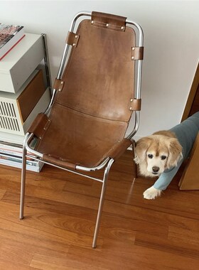 DPstudio 中古风马鞍皮餐椅博主同款包豪斯办公椅设计师洽谈椅