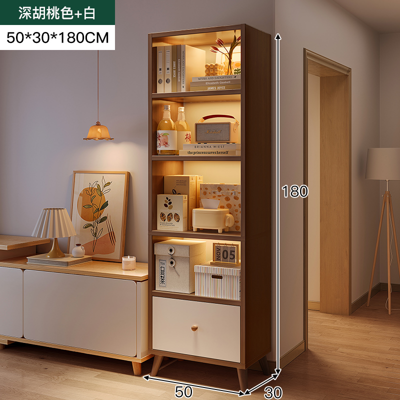 窄书柜落地多层置物架客厅靠墙收纳展示架子电视机旁简易小型书架
