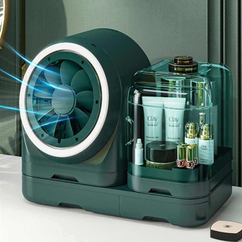 化妆品收纳盒带镜子灯风扇一体可拆分携带桌面大容量护肤品置物架