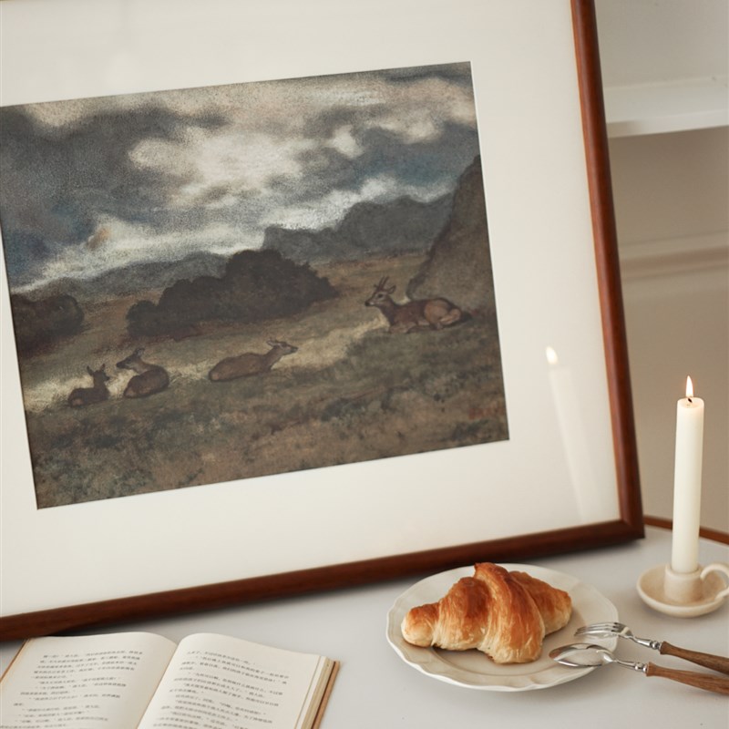 集木室物所/秋野寻鹿挂画装饰画客饭厅入户玄关沙发背景墙落地画