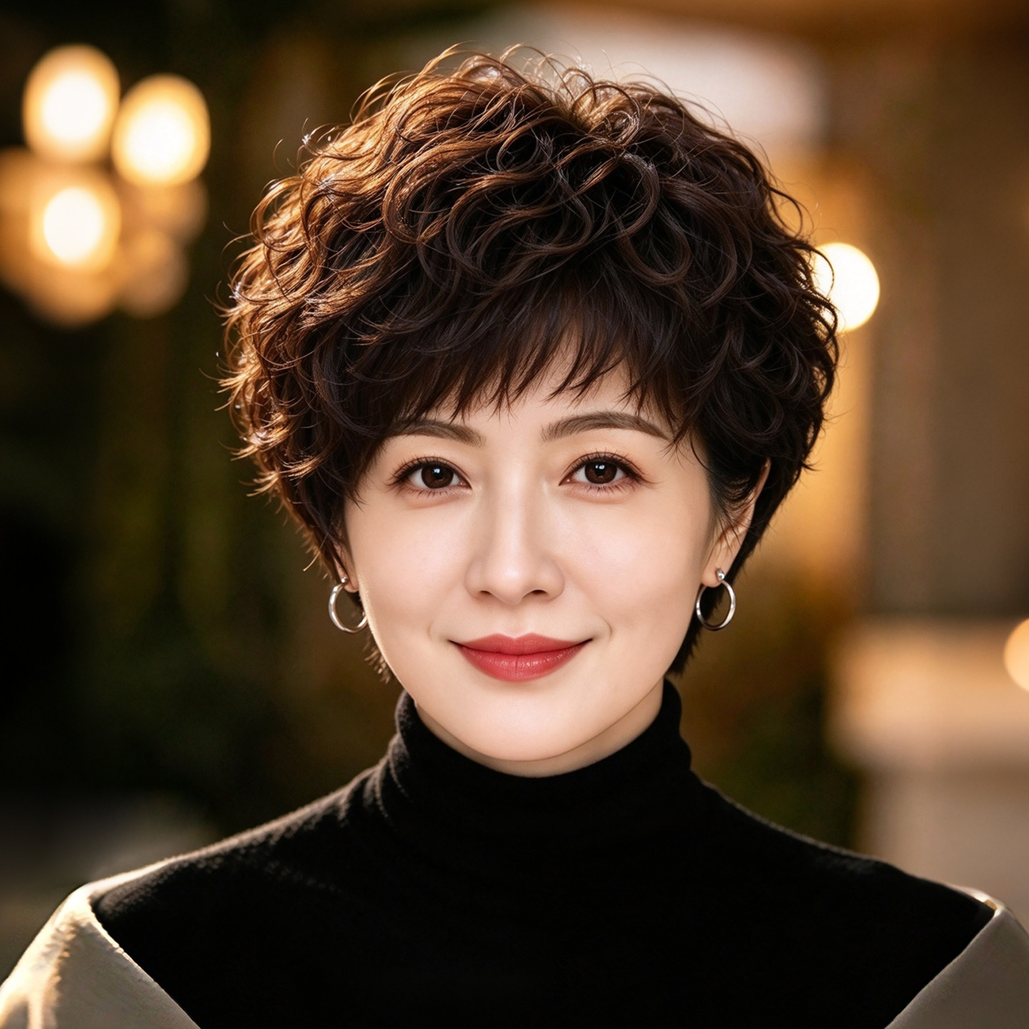 假发女全头套真人发丝妈妈款卷发头套自然全真发中老年假发套