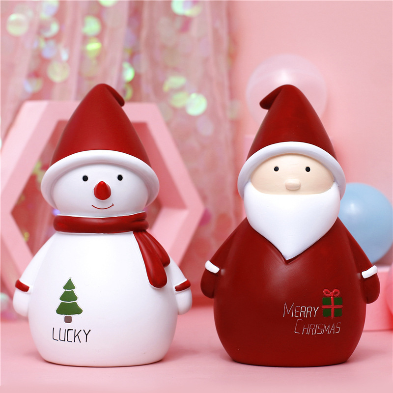 圣诞节儿童礼物圣诞老人存钱罐大号创意可爱雪人储蓄罐树脂储钱罐