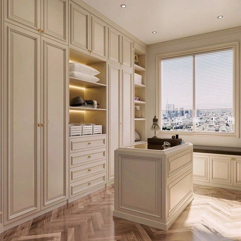 尚米全屋定制走入式衣柜衣帽间定制实木全屋家具卧室家居轻奢组合