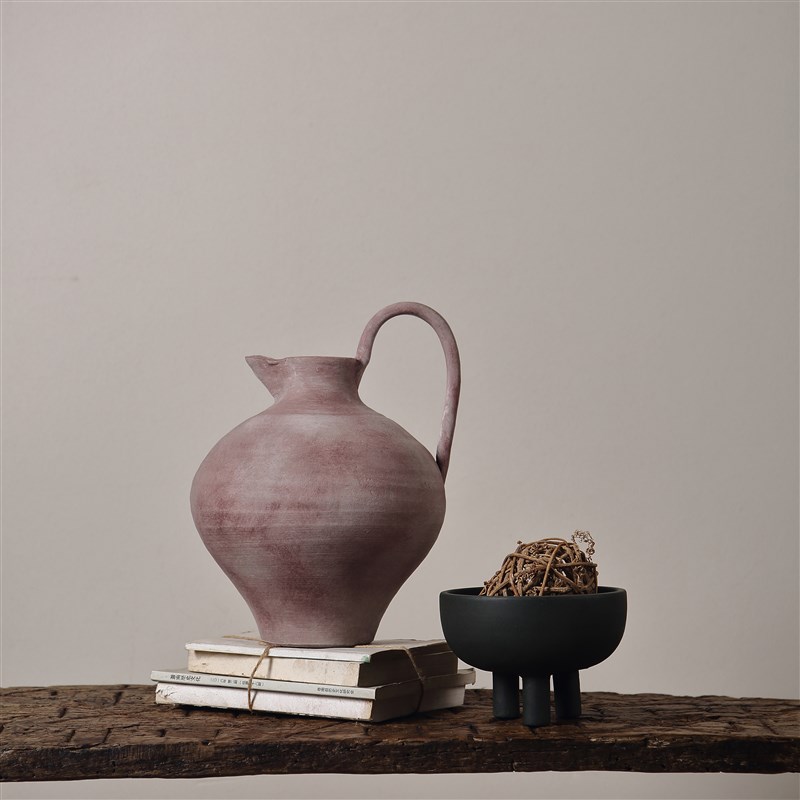 简约马卡龙纯手工天然陶泥民宿客厅样板间侘寂落地花瓶样板间摆件