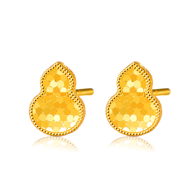 环冠碎冰冰系列葫芦直针耳钉爆闪耳饰耳环足金999礼物送女友老婆