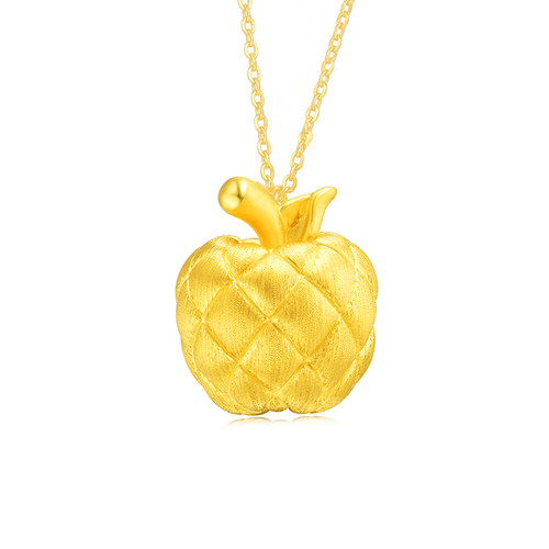 环冠黄金拉丝苹果吊坠平安圣诞节礼物足金999