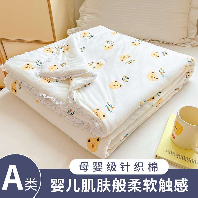 四季通用被子加厚保暖冬A类针织绒大豆印花冬被春秋冬被子被芯