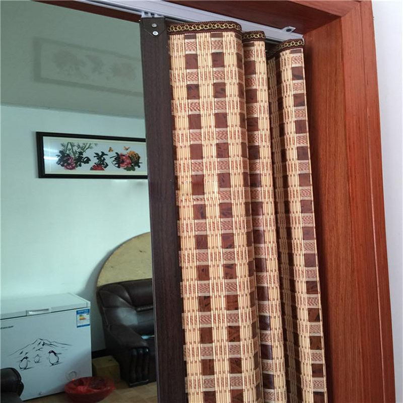 商铺推拉门竹帘折叠门家用门帘厨房隔断屏风商场简易移门卷帘窗帘