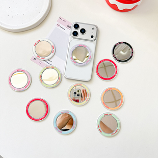 goodluck磁吸圈适用magsafe圆形镜子贴简约电镀镜女款 随身镜化妆