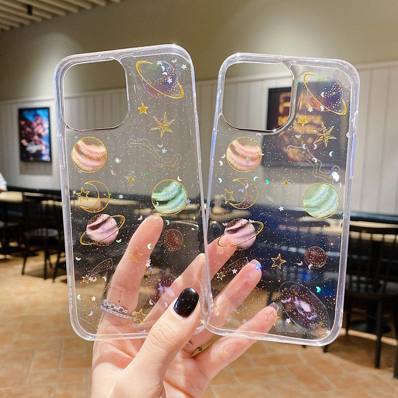 星空滴胶星球手机壳适用iPhone17promax闪粉苹果18pro女新款15plus时尚S23三星S25小众S24创意韩国ins保护套