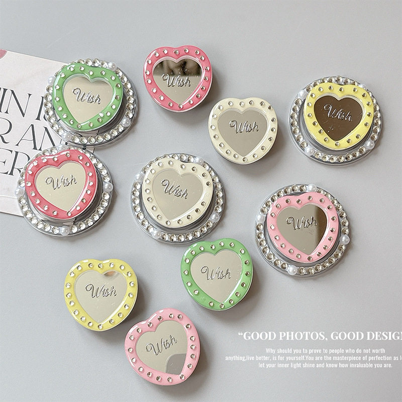 水钻磁吸手机气囊支架粘贴桌面看剧支撑架背贴伸缩亚克力镜子爱心