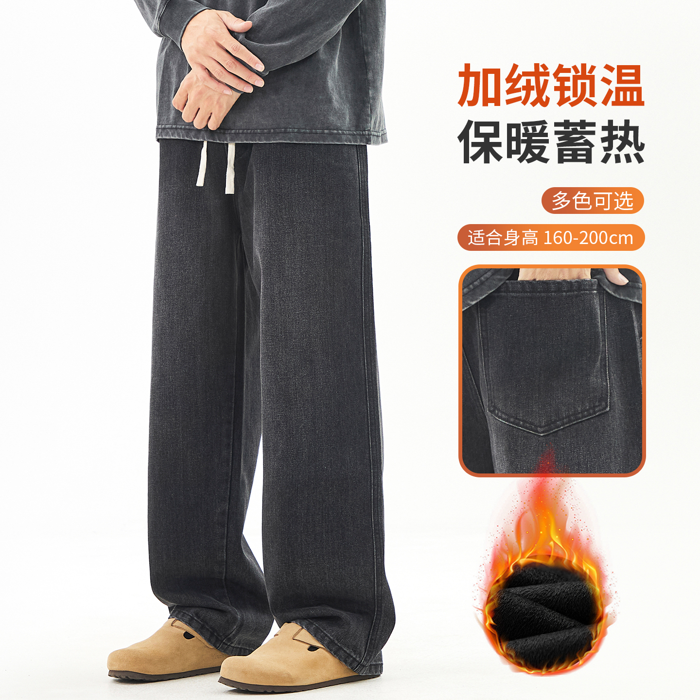 复古蓝牛仔裤宽松直筒阔腿裤