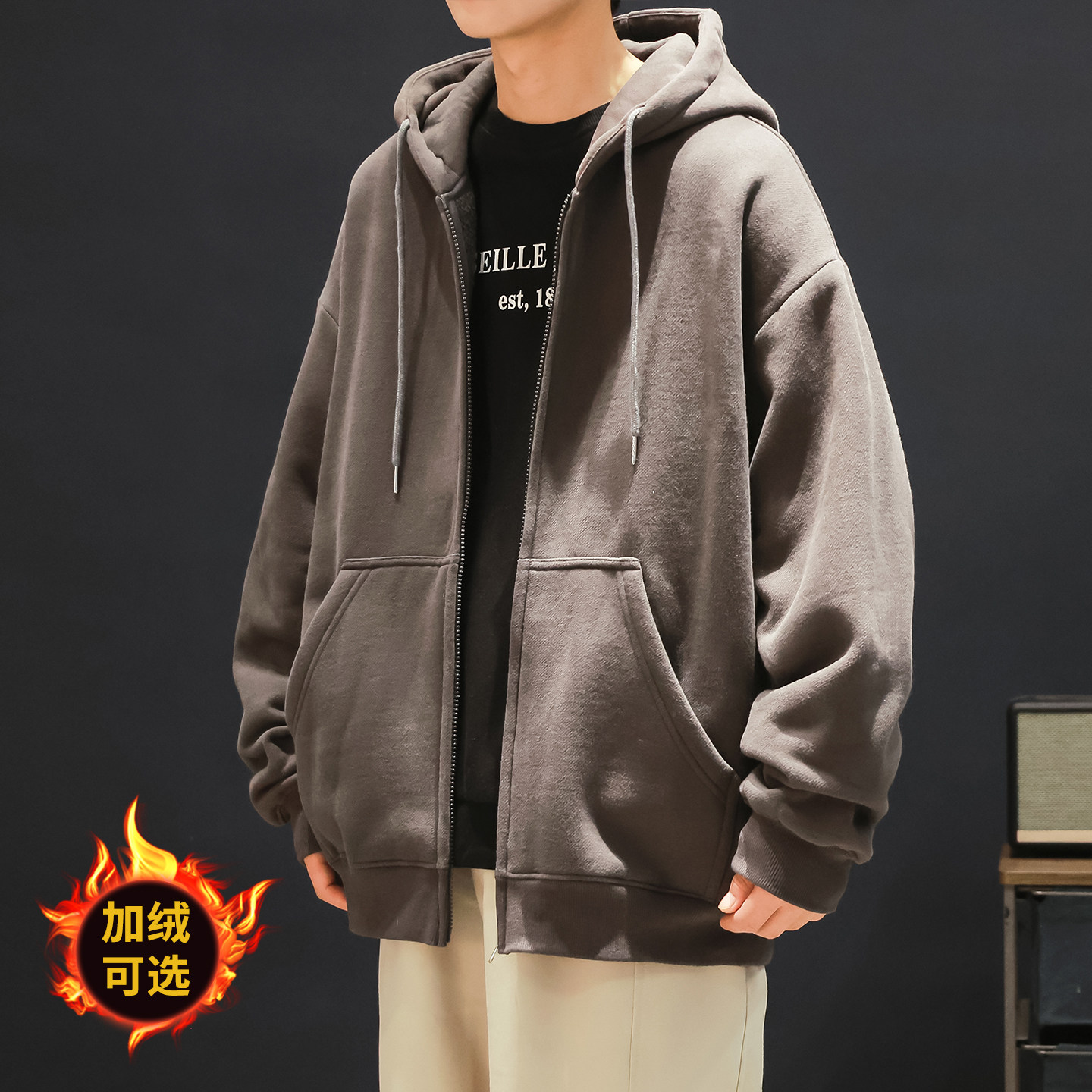 青少年保暖简约纯色运动棒球服男