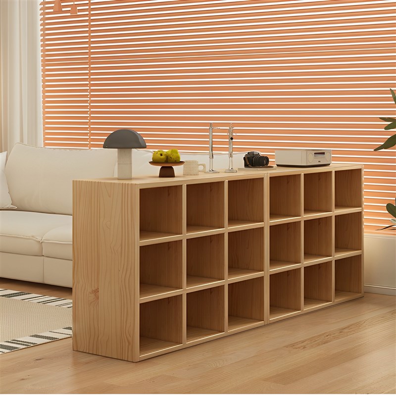 实木方格柜落地格子m柜日式书柜收纳柜沙发边柜置物架柜子展示柜