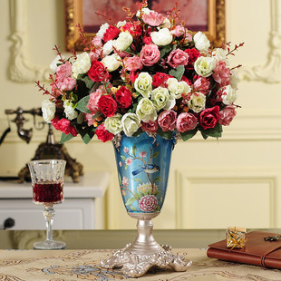 欧式 饰 复古陶瓷瓶创意家居餐桌工艺品客厅电视柜仿真插装