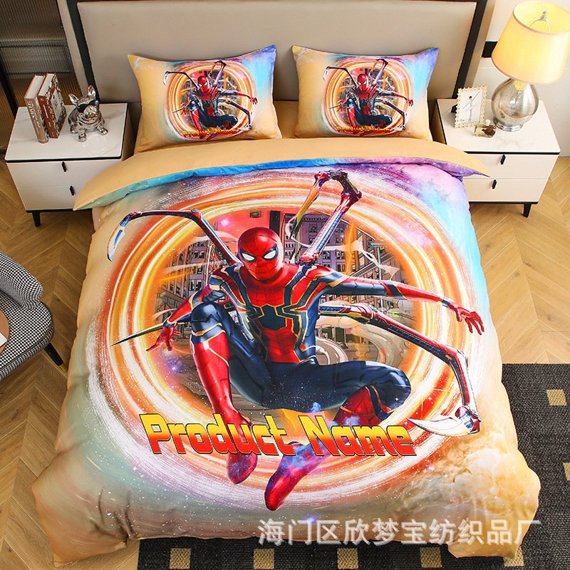 新款漫威蜘蛛侠床上用品四件套男孩漫威床单人儿童被罩三件套被套