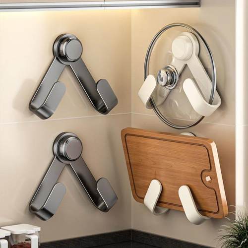 碳钢吸盘锅盖架壁挂免打孔多功能厨房置物架收纳菜板放置器砧板架