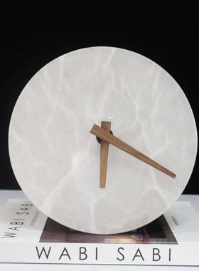 高档轻奢创意云石座钟摆件客厅装饰时钟样板间书房床头柜桌面台钟