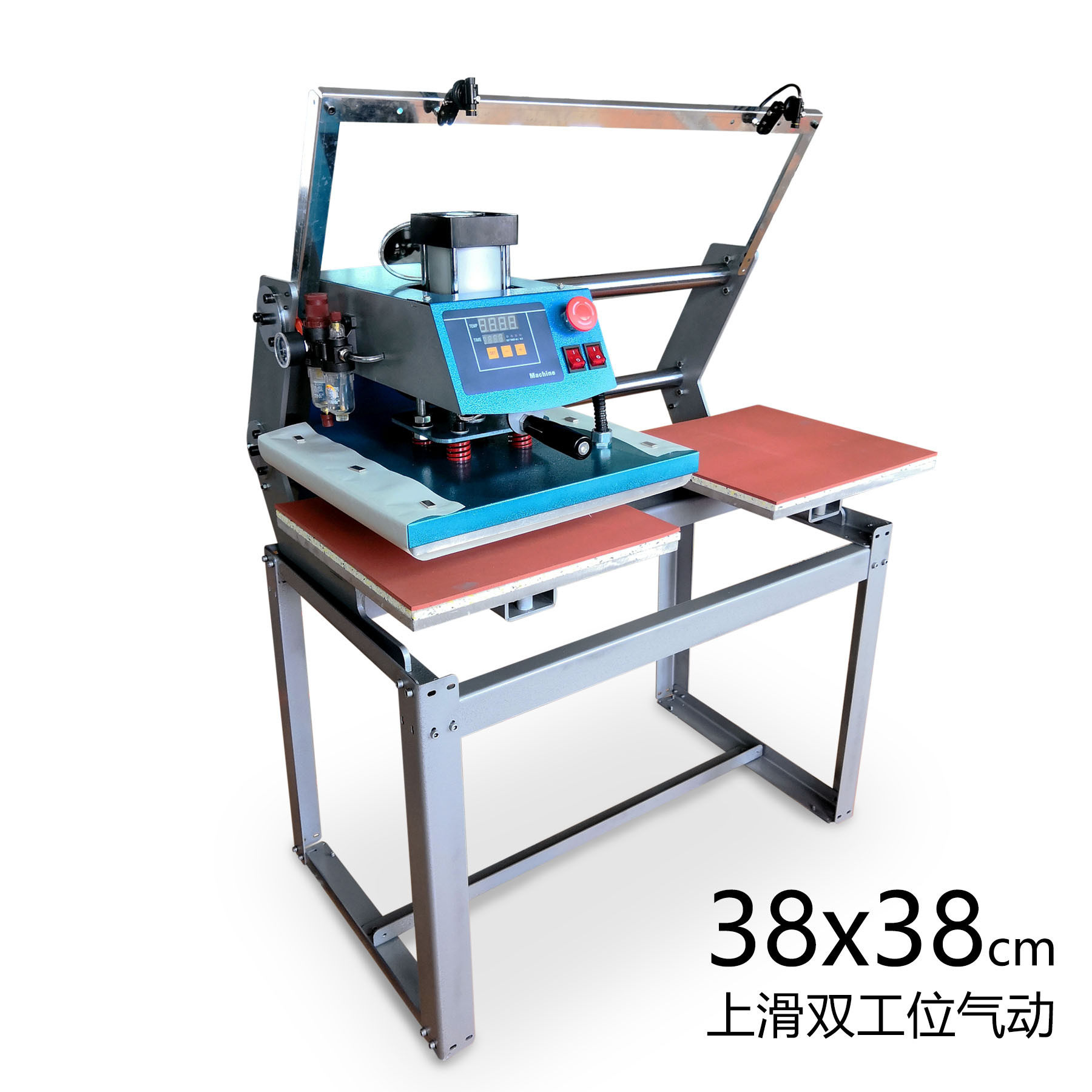 神采38*38可套成衣上滑双工位气动热转印烫画机T恤转印烫钻服装