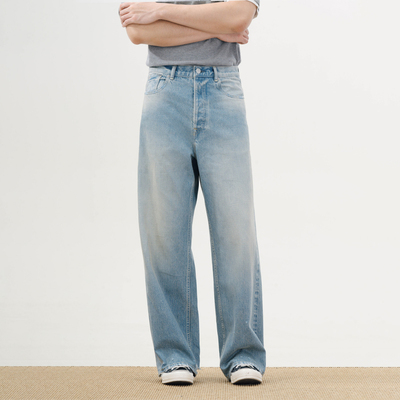 BLU DENIM STUDIO 怀旧浅蓝赤耳复古直筒男装牛仔裤 M06-1