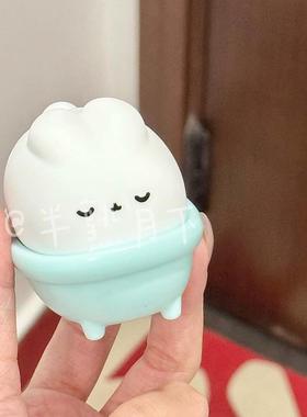 半熟月下小浴兔可爱摆件洗澡小兔