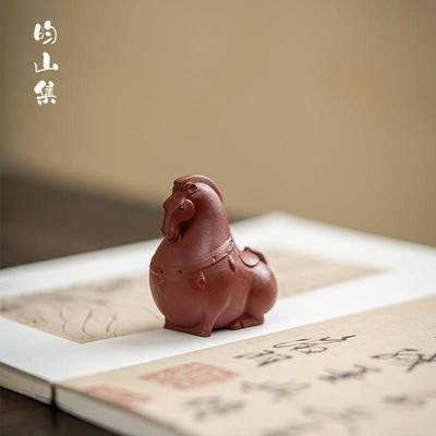 紫砂茶宠创意可爱小唐马摆件马到成功生肖手把件手工可养茶玩精品