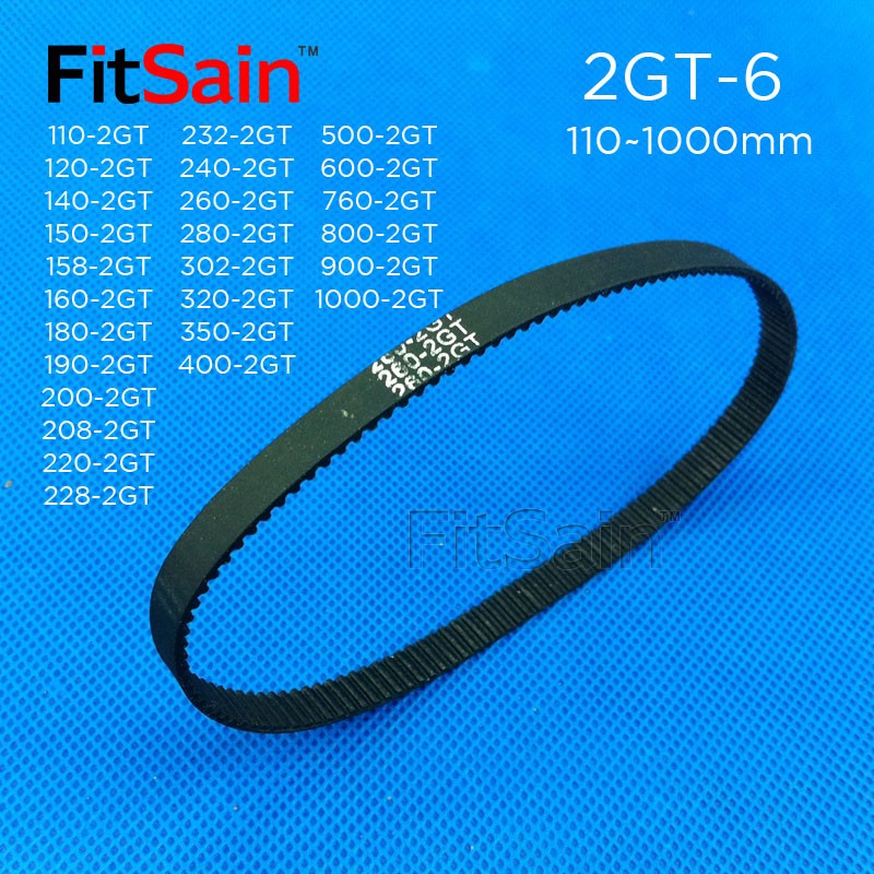 FitSain-2GT带宽6mm 110-2000mm橡胶皮带同步带传动带同步轮皮带
