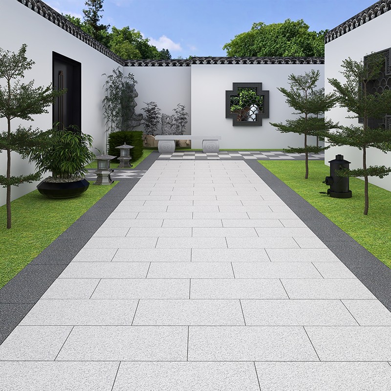 地铺pc石英砖户外院子花园18厚别墅中式庭院芝麻白火烧面仿花岗岩