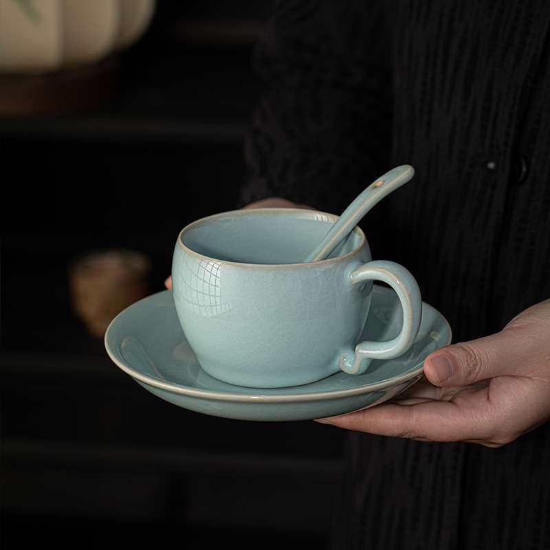 咖啡杯碟套装下午茶陶瓷复古风窑变高颜值办公室汝窑办公杯带勺,电子元器件市场,其它元器件,淘宝优惠券,粉丝福利购,淘宝优惠卷