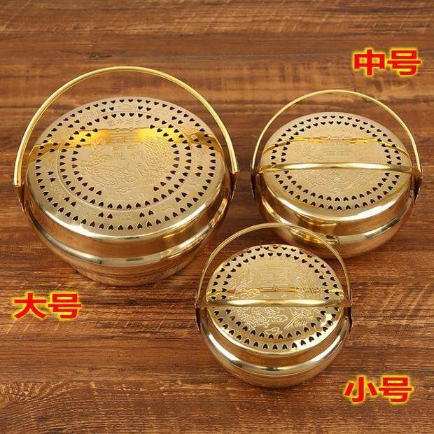 铜火铳结婚手炉火炉老式脚炉火囱嫁妆新娘陪嫁乔迁新居摆件铜旺盆