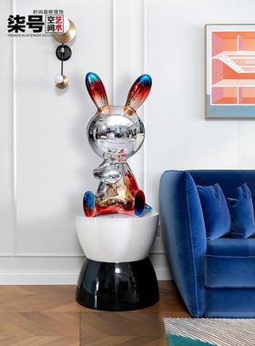 轻奢高档兔子摆件客厅电视柜坐姿创意家居装饰品艺术卡通落地雕塑
